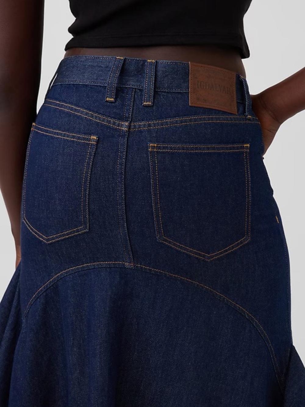 NWT! Gap × HFR Ruffle Denim Midi Skirt by IGDALYAH - Size 4 - Picture 5 of 8